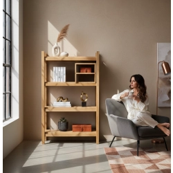 REGAŁ NA KSIĄŻKI  DREWNO LITE DĄB JESION OLCHA RNK-22